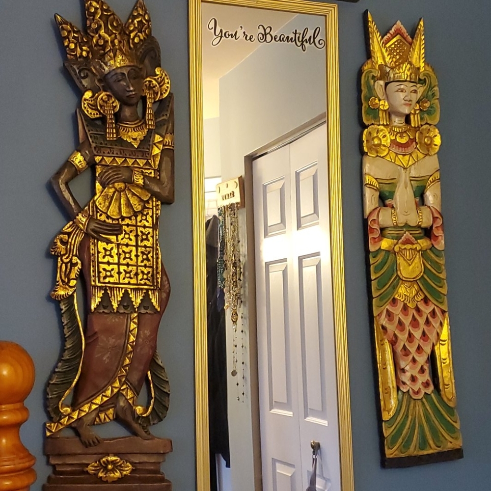 Authentic ancient  wooden wall statues